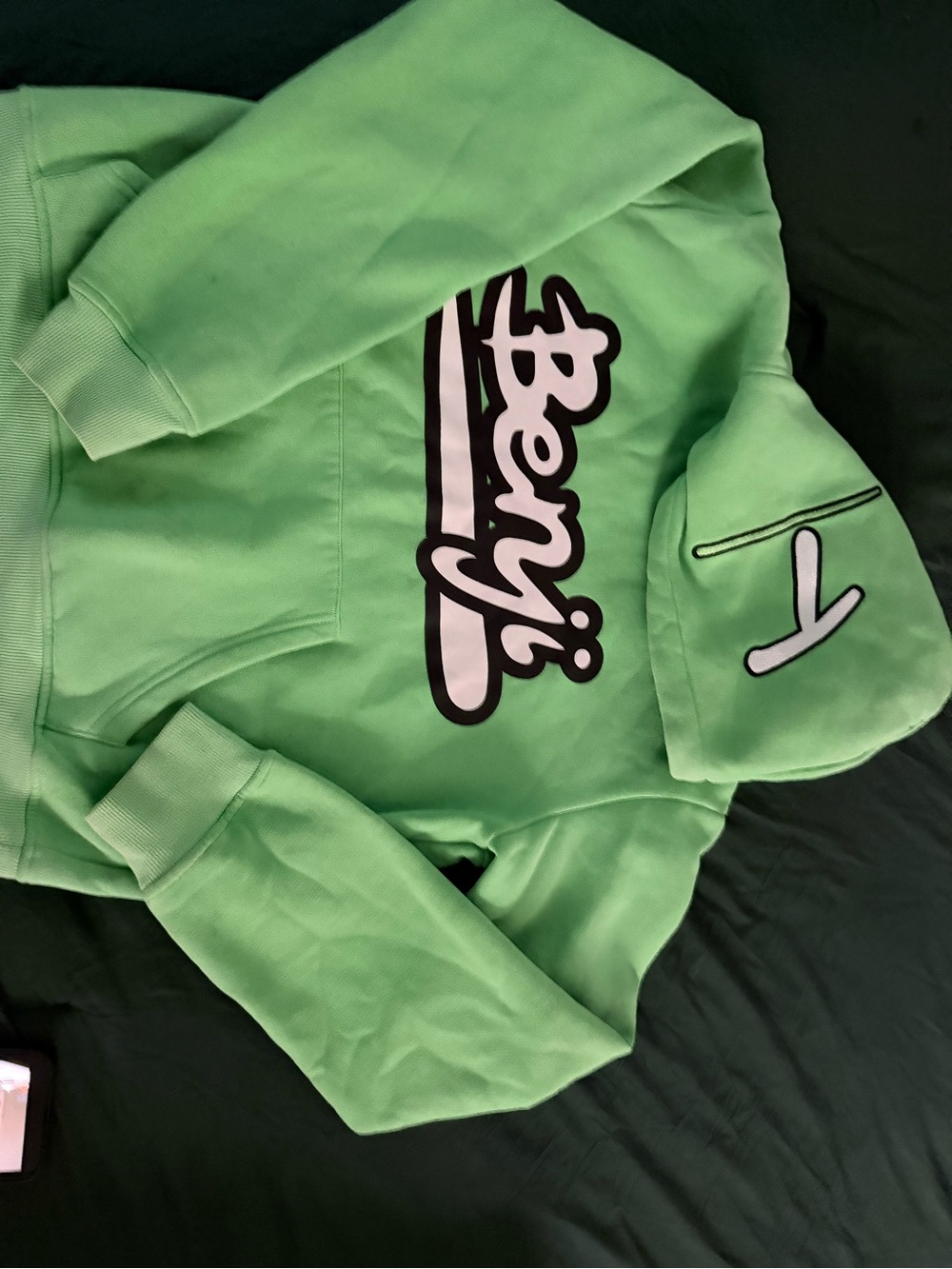 Smedium Mint Green Pullover Hoodie with Bold Script Logo Tulones